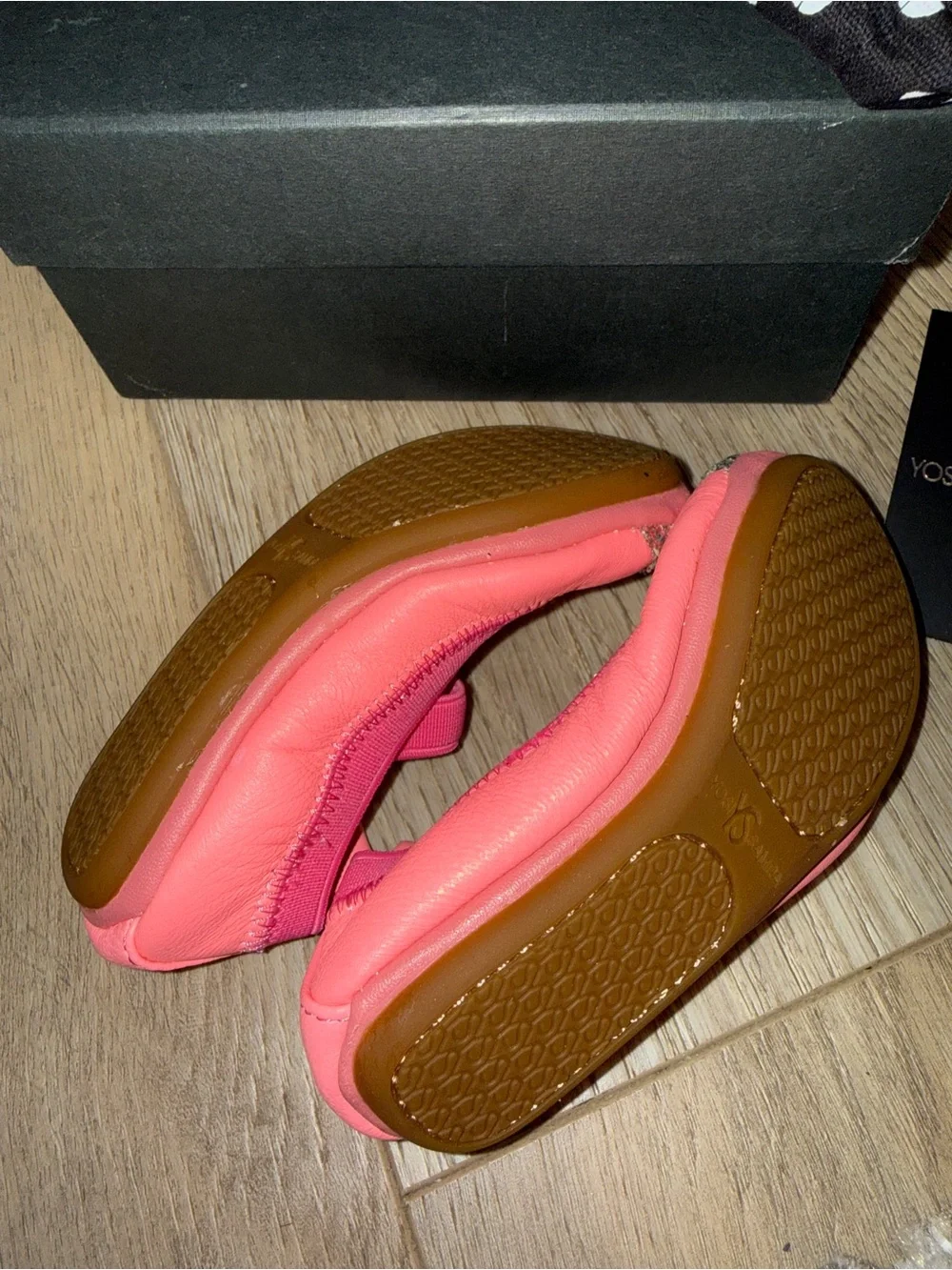 Yosi Samra Baby Pink Glitter Toe Ballet Flats